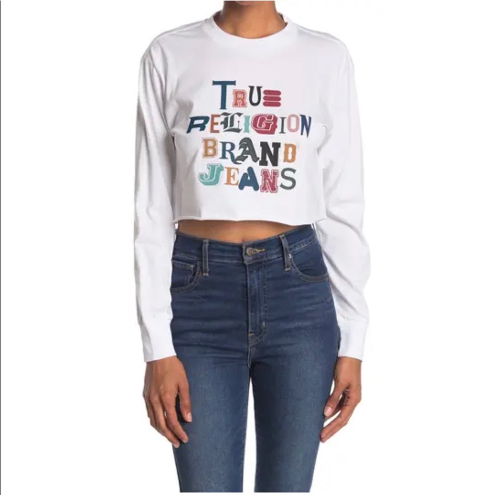 🌸 True Religion Mixed Up Long Sleeve Cropped Top